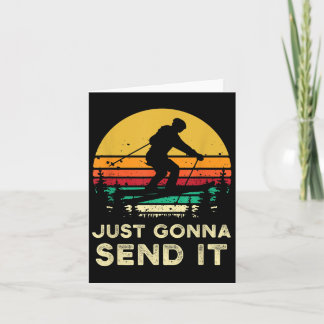 Retro skidgåvor Gonna Send It Meme Rolig skidåkare Kort