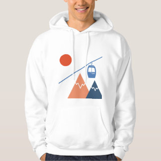 Retro skidgondol berg vinter sportäventyr hoodie