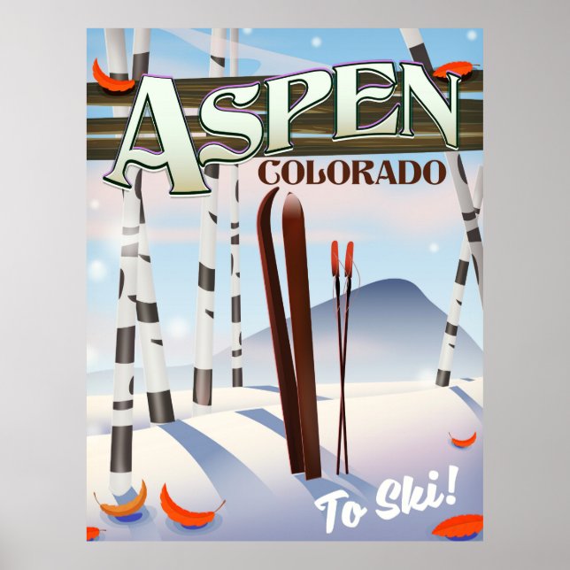 Retro skidposter från Aspen Colorado. Poster (Framsidan)