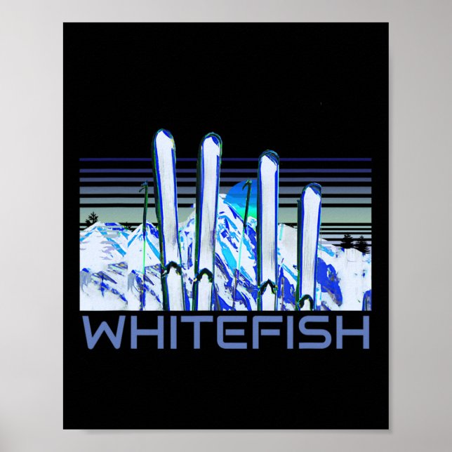 Retro skidtillbehör för Whitefish skidåkning  Poster (Framsidan)