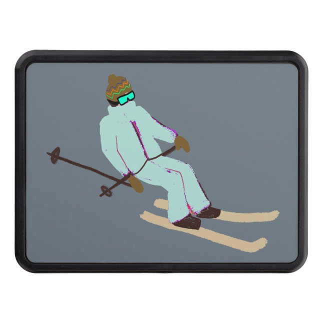 Retro Skier Skiing Ski Dragkroksskydd (Framsidan)