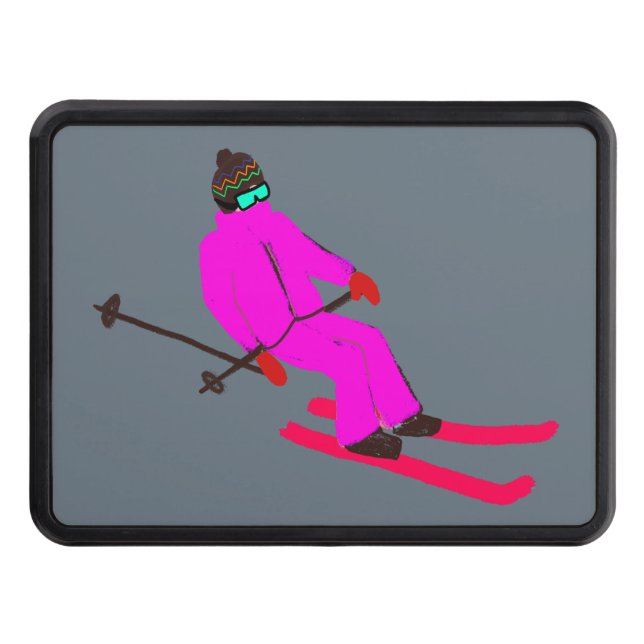 Retro Skier Skiing Ski Dragkroksskydd (Framsidan)