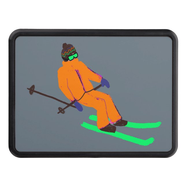 Retro Skier Skiing Ski Dragkroksskydd (Framsidan)