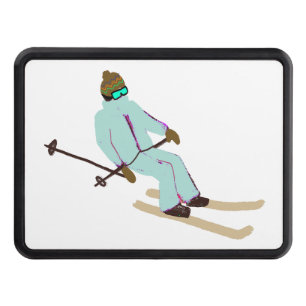 Retro Skier Skiing Ski Illustration Dragkroksskydd