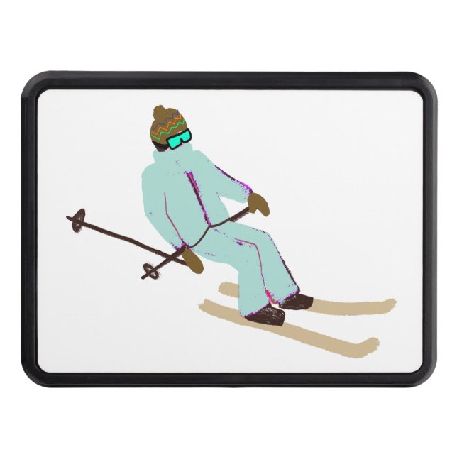 Retro Skier Skiing Ski Illustration Dragkroksskydd (Framsidan)
