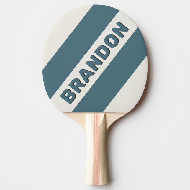 Retro Skiffergrå Tre Feta Ränder med Namn Pingisracket (Framsidan)