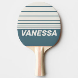 Retro Skiffergrå Tre Horisontella Ränder med Namn Pingisracket