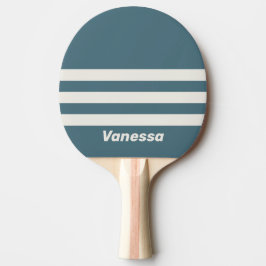 Retro Skiffergrå tre rader tvärstripning med namn Pingisracket