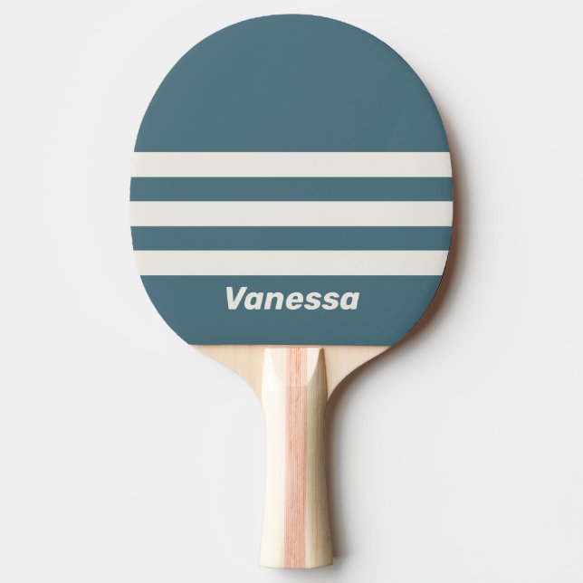 Retro Skiffergrå tre rader tvärstripning med namn Pingisracket (Framsidan)