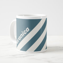 Retro Skiffergrå Tre Ränder med Namn Jumbo Mugg