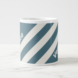 Retro Skiffergrå Tre Ränder med Namn Jumbo Mugg