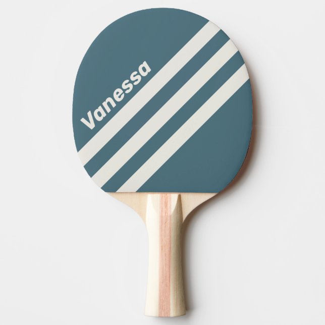 Retro Skiffergrå Trevinklad Rand med Namn Pingisracket (Framsidan)