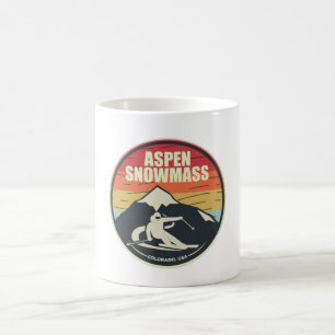 Retro Skiing Aspen Snowmass Colorado USA Kaffemugg
