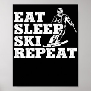 Retro Skiing Eat Skidi Repeat Skier Winter Poster