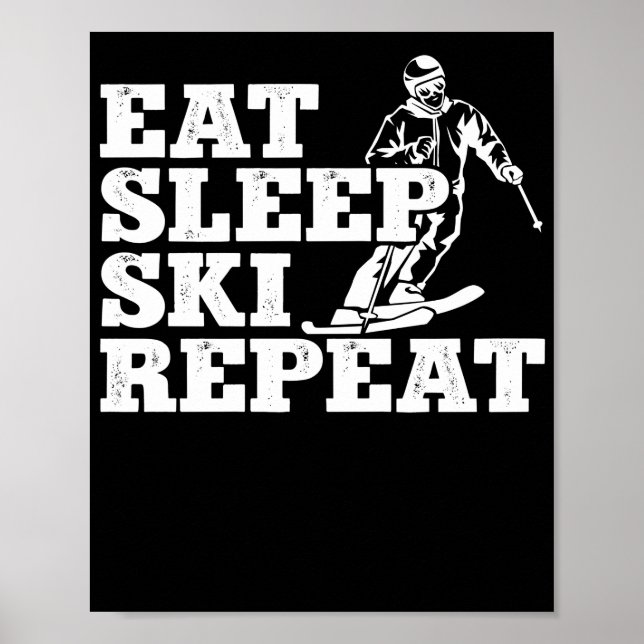 Retro Skiing Eat Skidi Repeat Skier Winter Poster (Framsidan)