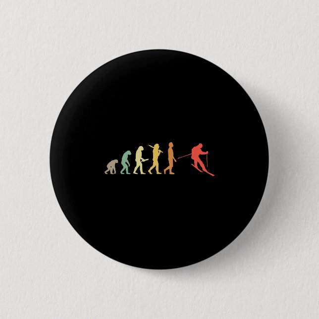 Retro Skiing Evolution Gift for Skiers Knapp (Framsida)