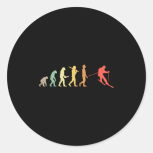 Retro Skiing Evolution Gift for Skiers Runt Klistermärke