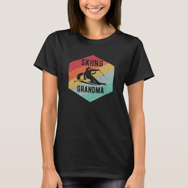 Retro Skiing Grandma 70's Skiers Ski Gift T Shirt (Framsida)
