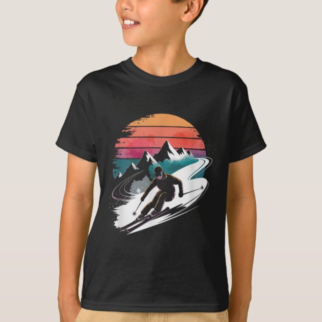 Retro Skiing Ski T Shirt (Framsida)