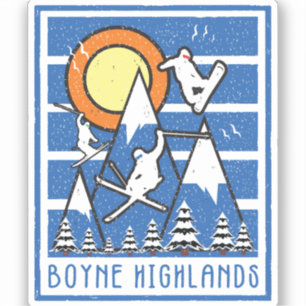 Retro Skiing vid Boyne Highlands Mountain Klistermärken