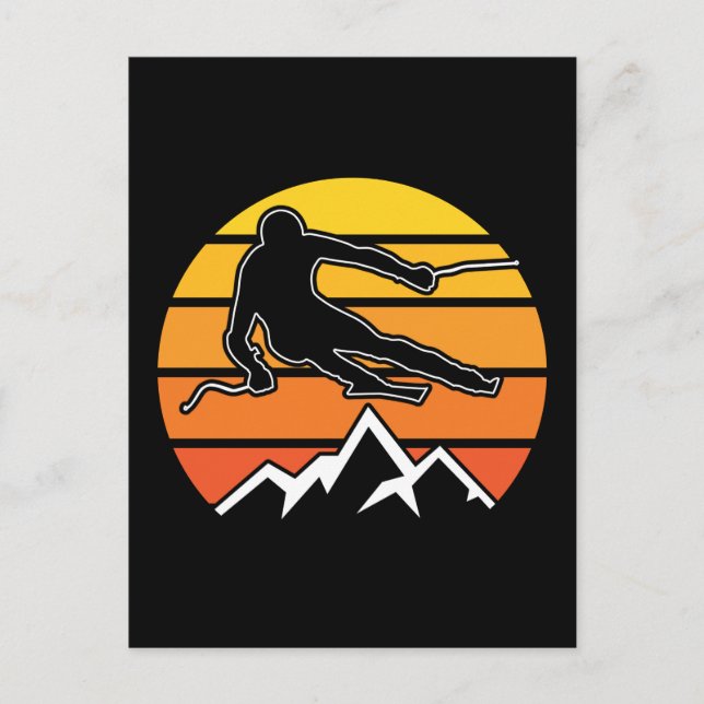 Retro Skiing Vykort (Framsida)