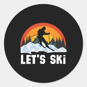 Retro Skiing Winter Sports Ski Snowboard Låt oss S Runt Klistermärke