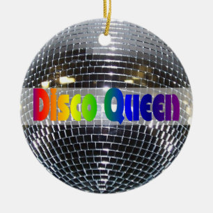 Retro skina drottning för disko för regnbåge f julgransprydnad keramik