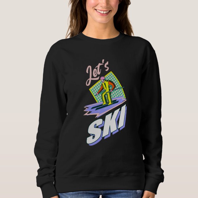 Retro skis 80s and 90s ski clothing t shirt (Framsida)