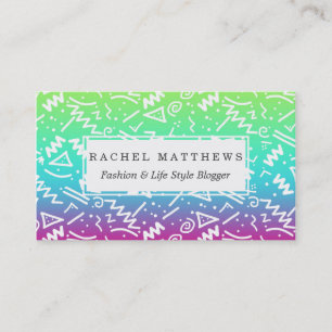 Retro skissat klotter för 80-tal90-talneon visitkort