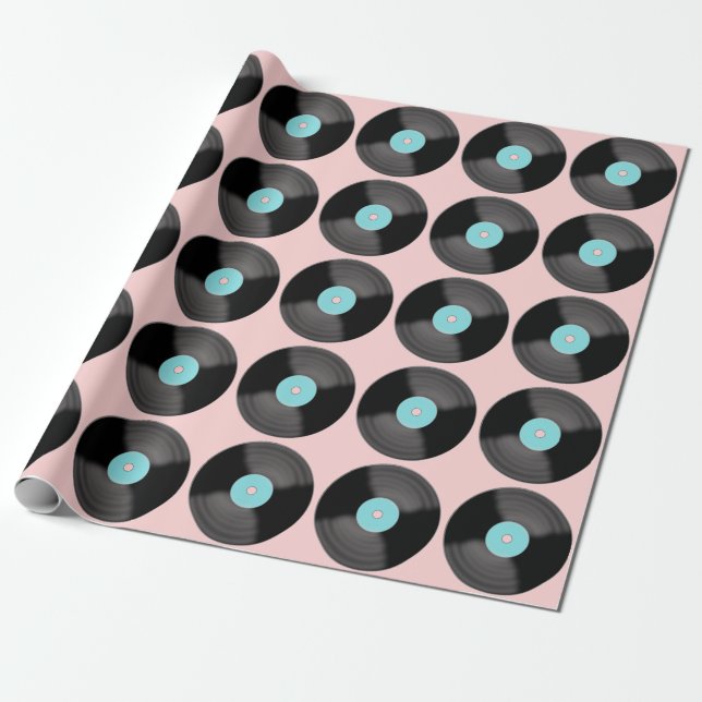 Retro skivomslagspapper presentpapper (Utrullad)