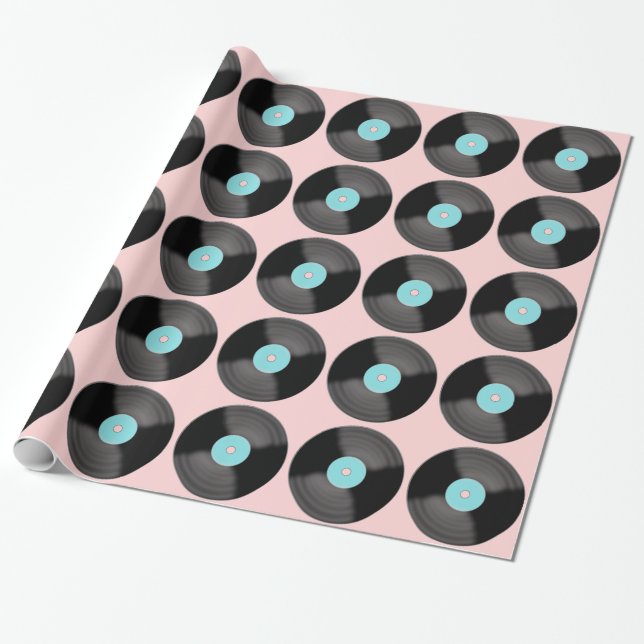 Retro skivomslagspapper presentpapper (Utrullad)