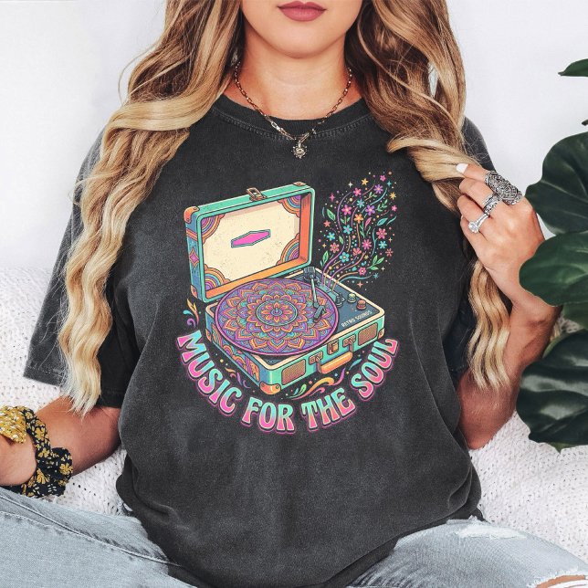 Retro skivspelare Mandala Musikkonst T Shirt (Skapare uppladdad)