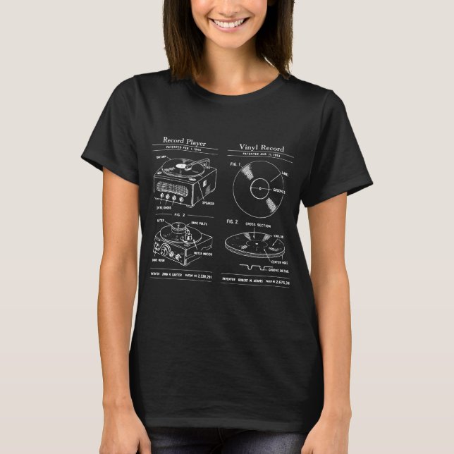 Retro skivspelare ritning t shirt (Framsida)