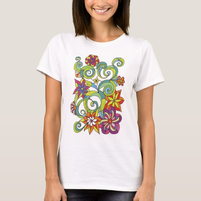 Retro skjorta för blommor T Shirt (Framsida)