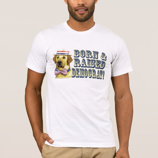 Retro skjorta för gul hunddemokrat t shirt (Framsida)