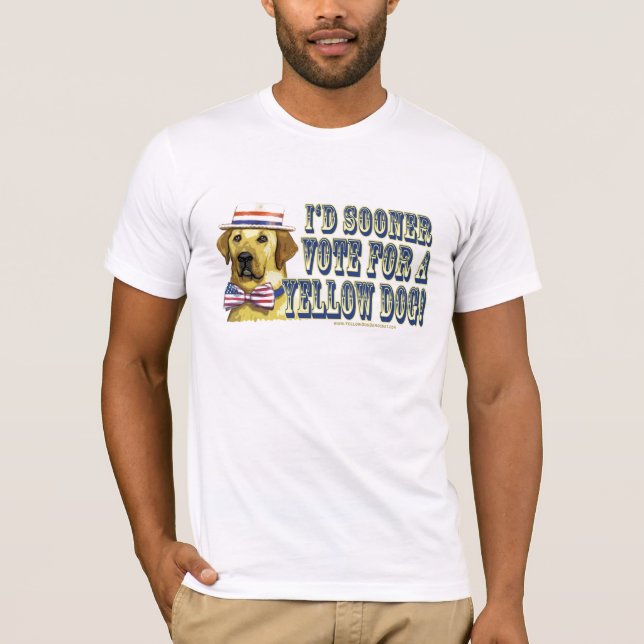 Retro skjorta för gul hunddemokrat tee (Framsida)