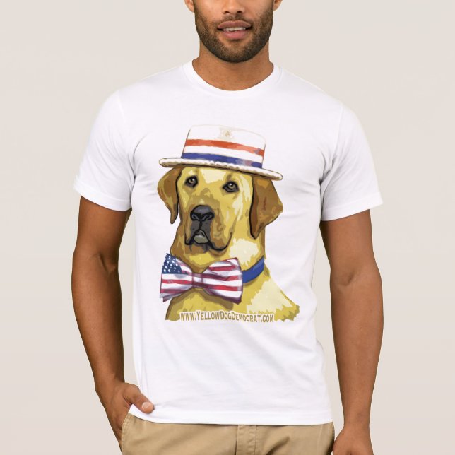 Retro skjorta för gul hunddemokrat tee (Framsida)