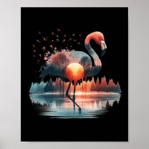 Retro Skog Flamingo Utomhus Natur Kvinnor Män Vi Poster