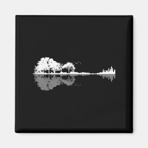 Retro Skog Rolig Natur Gitarr Klick Musik Magnet