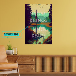Retro Skogen med Sjö liggande Poster