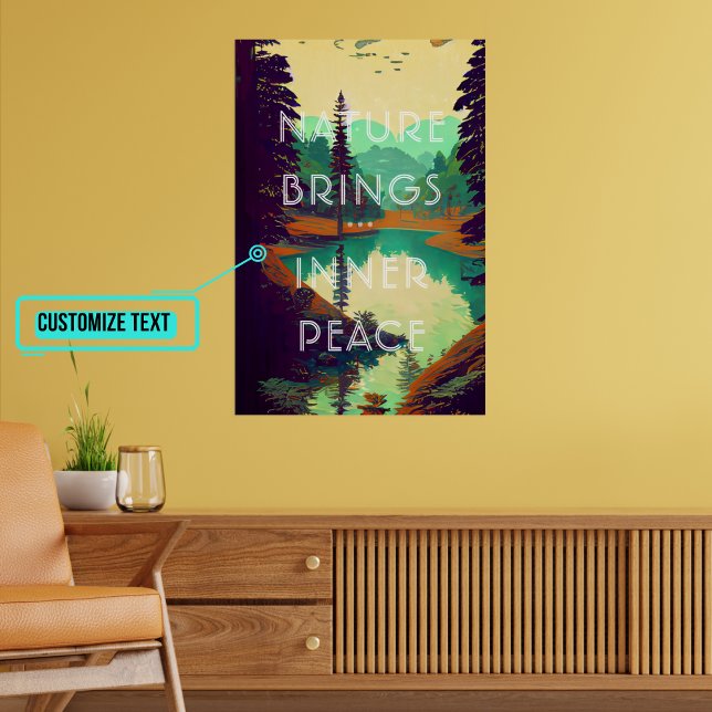 Retro Skogen med Sjö liggande Poster (Please enjoy our design and see the others in the collection.)