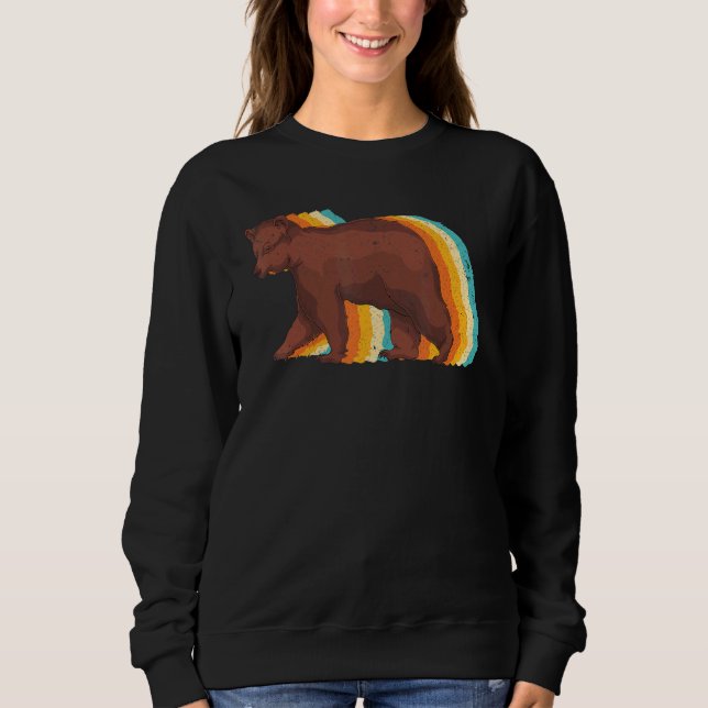 Retro Skogsdjur Grizzlybjörn T Shirt (Framsida)