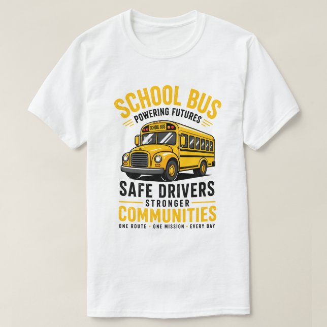 Retro Skolbussförare Styr Framtiden T-Shirt - (Design framsida)