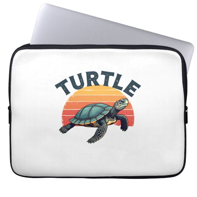 Retro Sköldpadda T-Shirt Laptop Fodral (Framsidan)