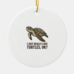 Retro Sköldpaddsvän Funny Sea Turtle Shirt_1 Julgransprydnad Keramik