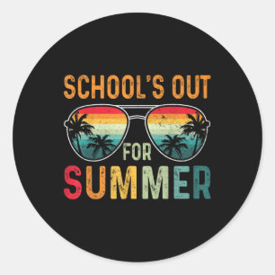 Retro Skolor ut till sommarstugan förra dagen Runt Klistermärke
