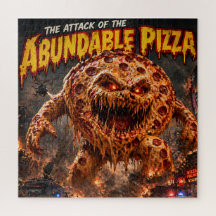 Retro skräck monster pussel attack av t