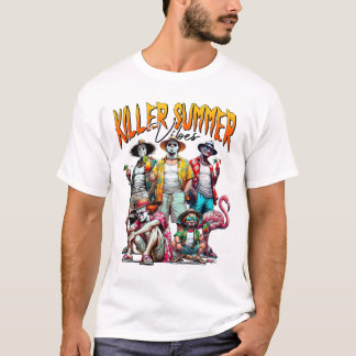 Retro Skräck Sommar Vibbar Rolig Halloween Sommar T Shirt