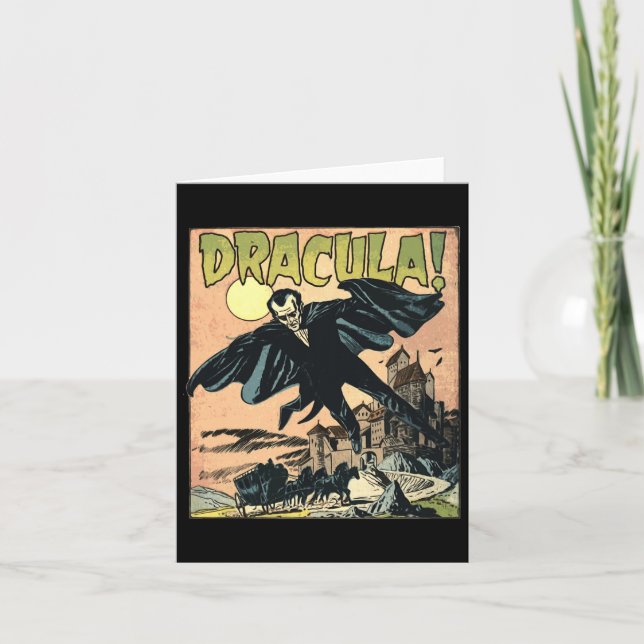 Retro skräckfilmsmonster vampyr vintage Halloween Kort (Framsida)