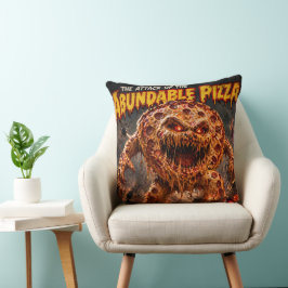 Retro skräckmonster riklig pizza varelse kast kudde